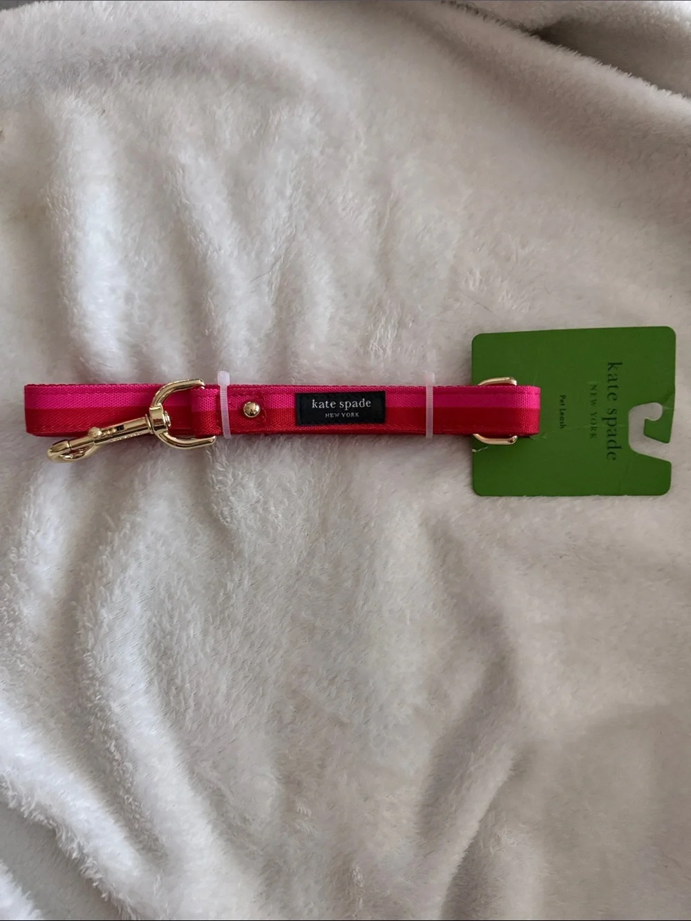 Kate Spade NWT Hot Pink & Red Striped Dog Leash with Gold-tone Hardware, 54”